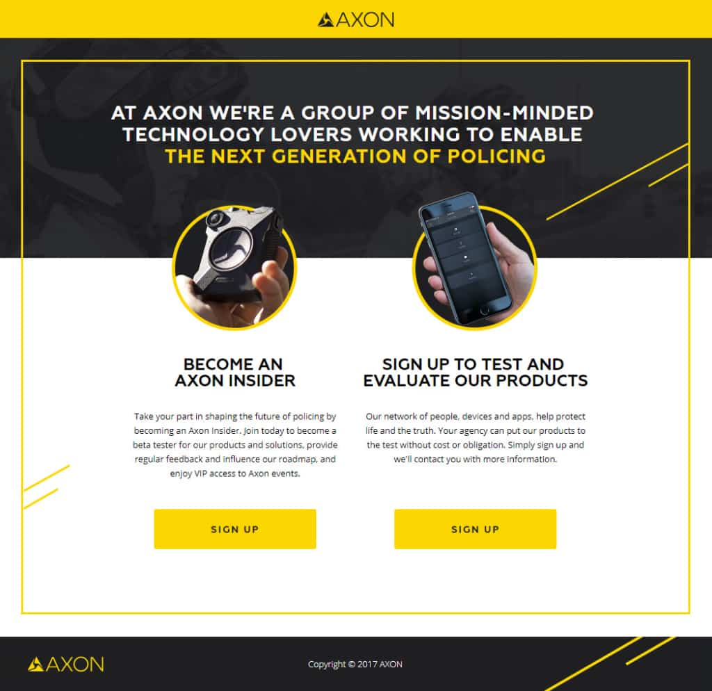 Axon homepage screenshot (click to enlarge)