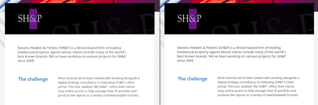 Comparative screenshots demonstrating font rendering